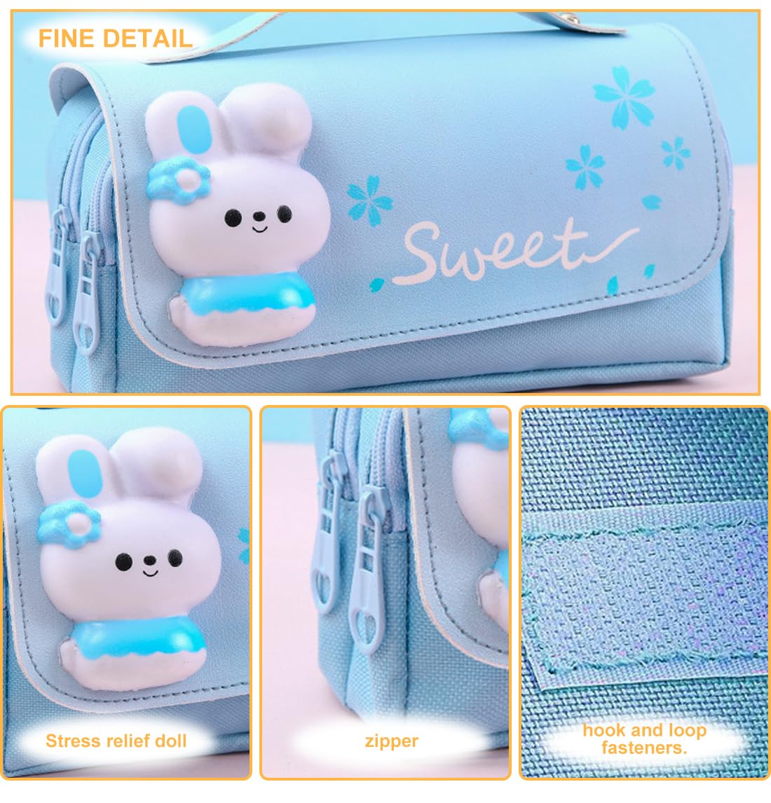 MCWTH Pencil Case for Girls, Kids Large Capacity Cute Pencil Box with Compartments School Organizer