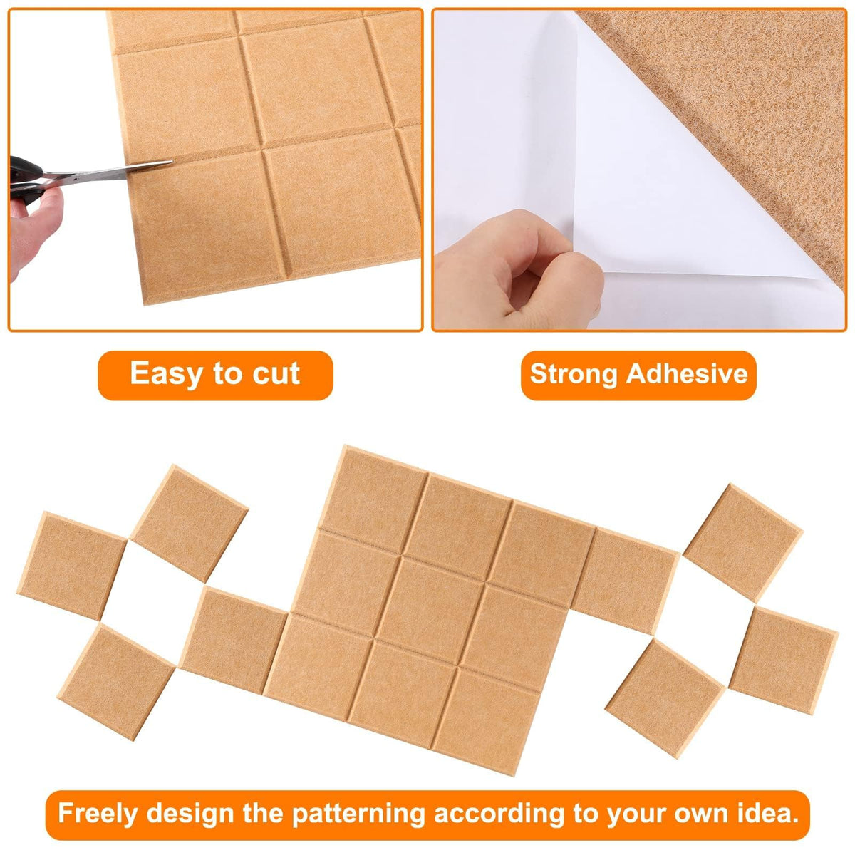 Uoisaiko Bulletin Board 6 Pack Large Pin Board 11.8" x 11.8", Felt Board Tiles with 30 Push Pins