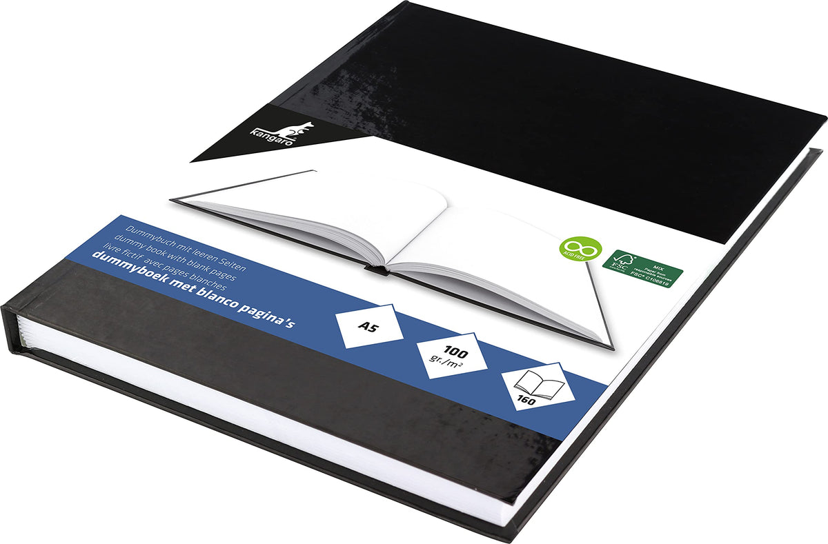 Kangaro Notebook A5 Blank Hard Cover 80 Sheets 100 g Black