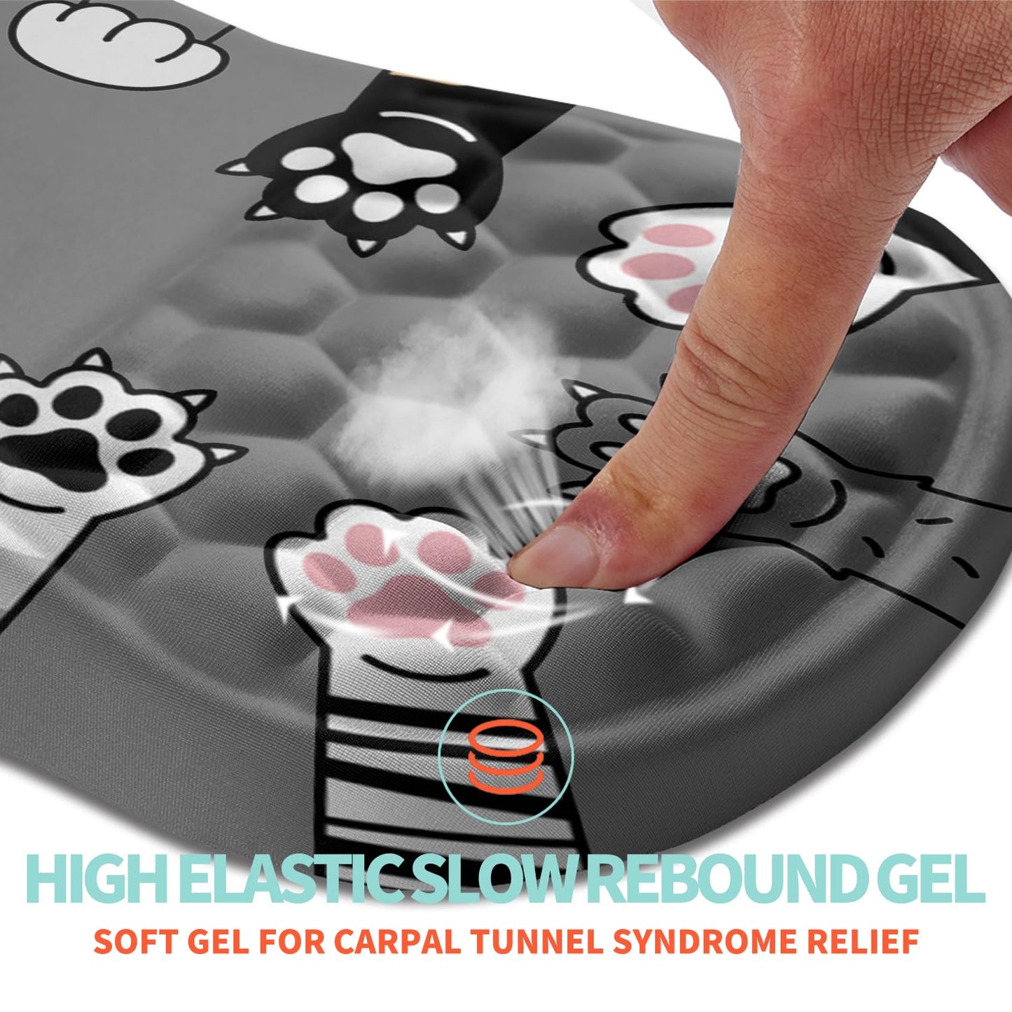 Kuosgm Ergonomic Mouse Pad Wrist Support with Memory Foam Massage Bulge, Carpal Tunnel Pain Relief