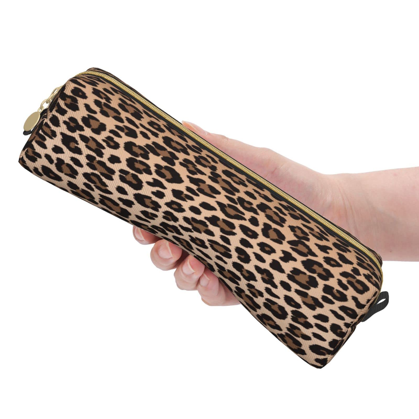 IMPCOKRU Small Pencil Bag Study Pencil Bag Key Pouch,Brown Leopard,Stationery Storage Pencil Case