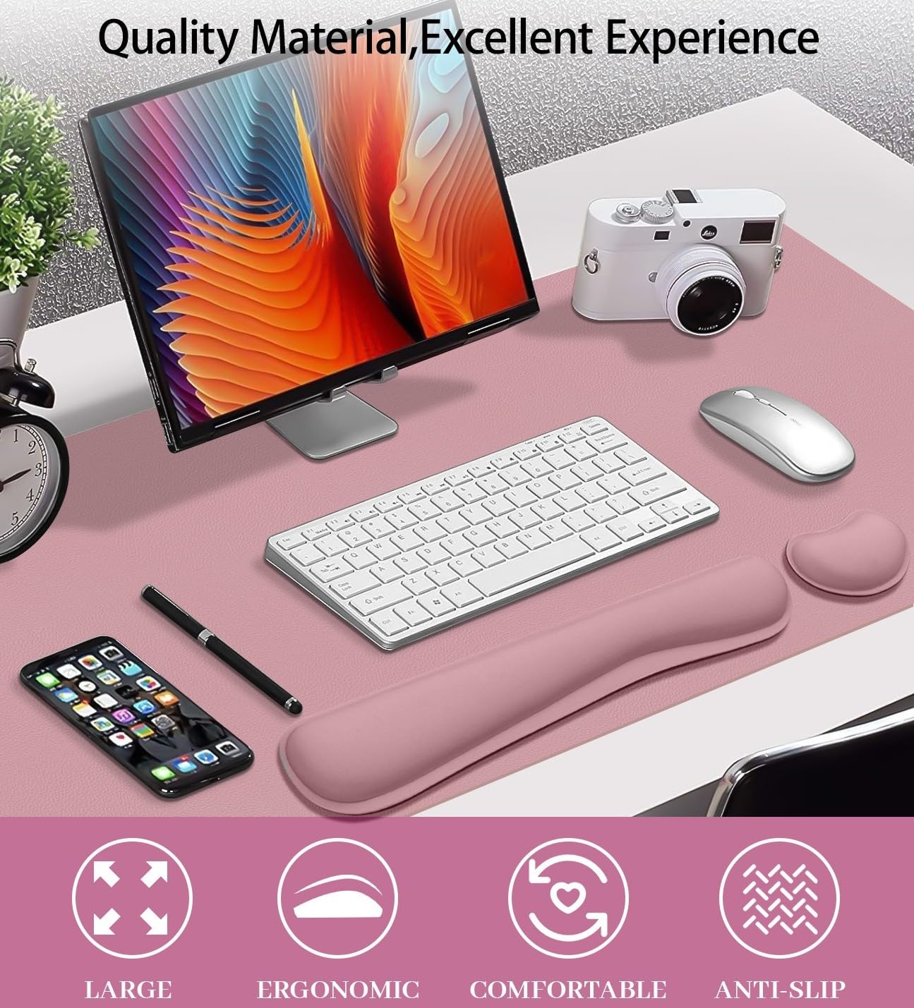 Meetcolor Mouse Pad and Keyboard Wrist Rest, 3-in-1 Keyboard and Mouse Pad
