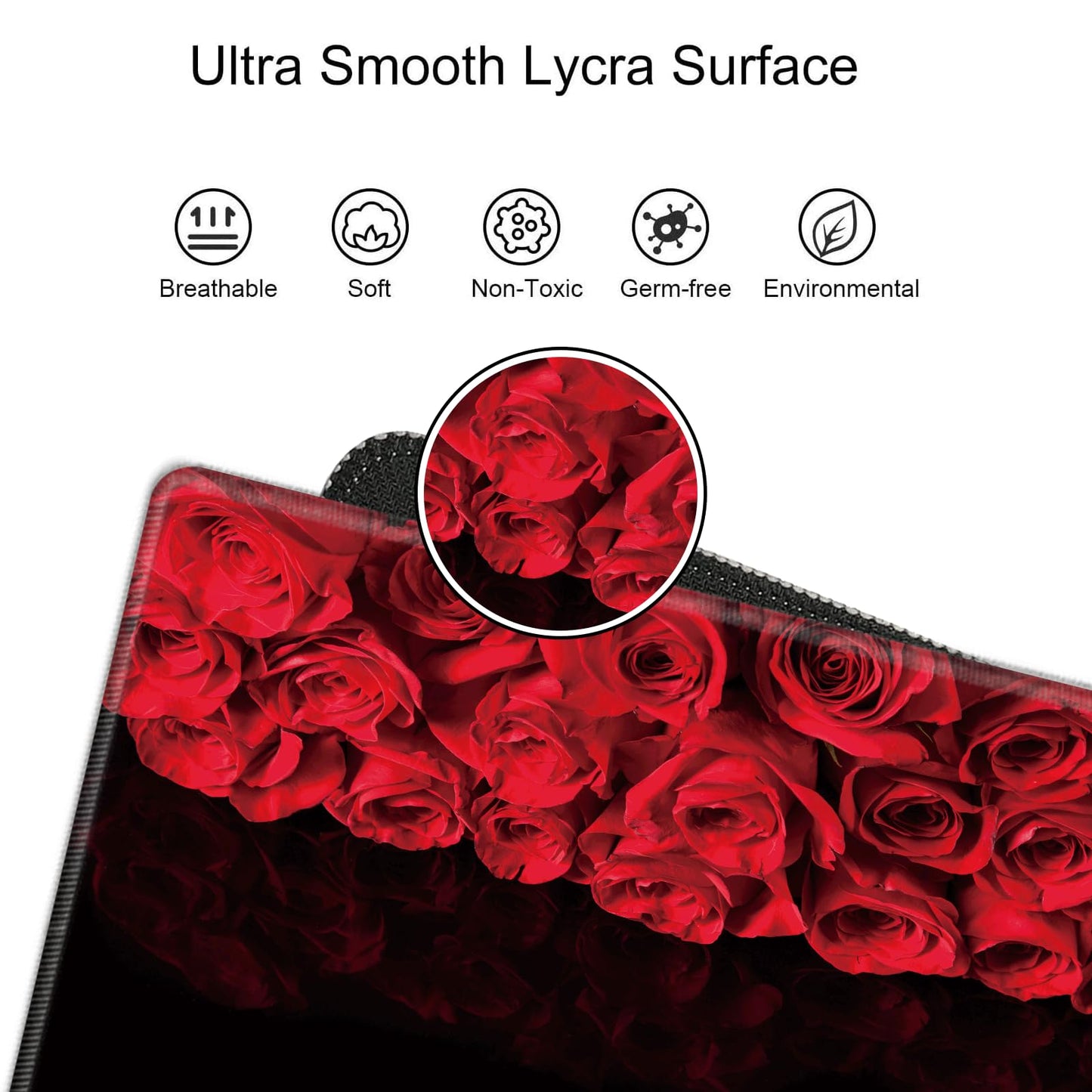 Red Roses Keyboard and Mouse Pad with Wrist Rest Large Mousepad XXL Desk Mat Set 31.5" x 15.75"