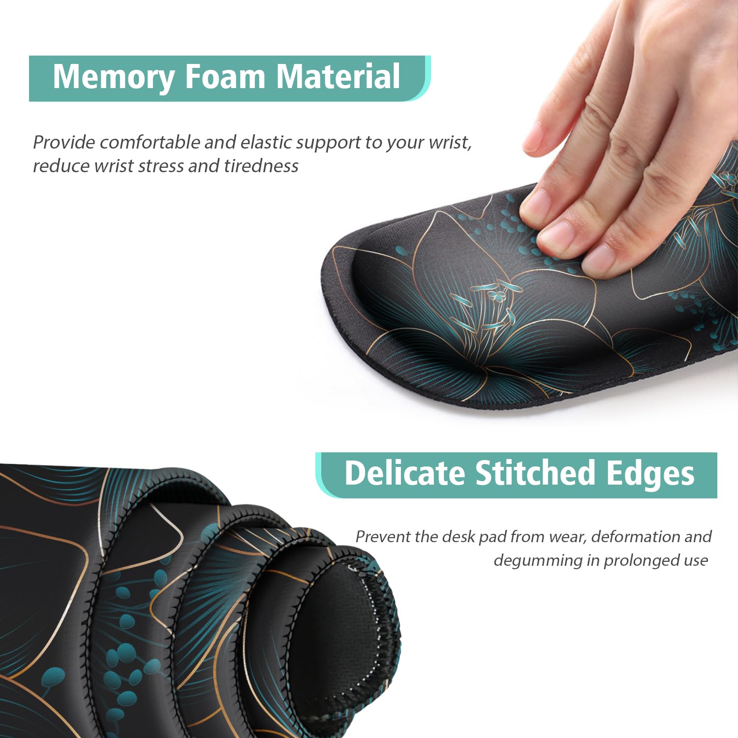 Keyboard Mouse Pad Set,Large Gaming Mouse Pad+Keyboard Wrist Rest+Wrist Rest+Coaster,Computer Desk