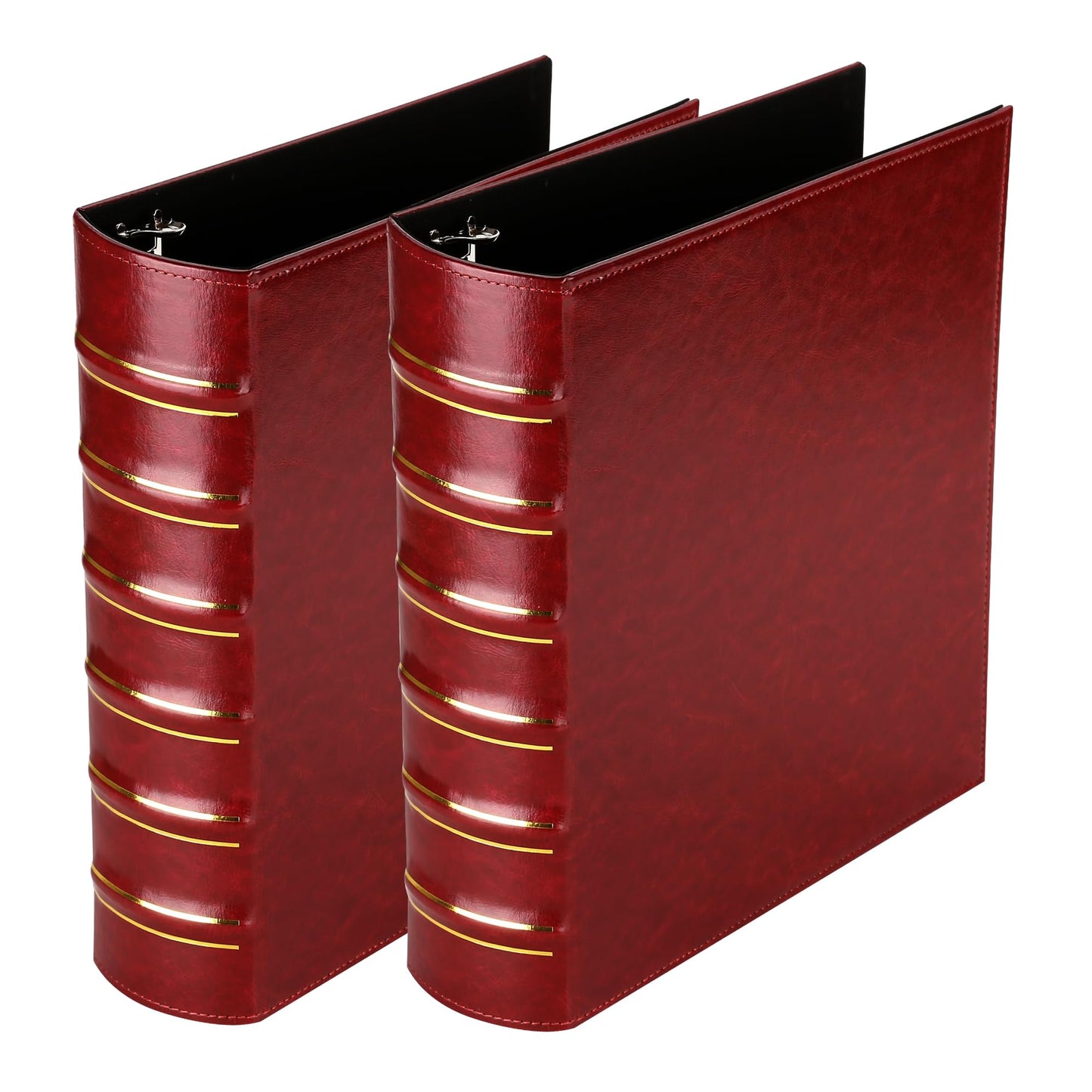 LETVPVOW Vintage Hardback 3 Ring Binder 2 Inch, Professional Leather Binders 2 Inch D Ring, Holds