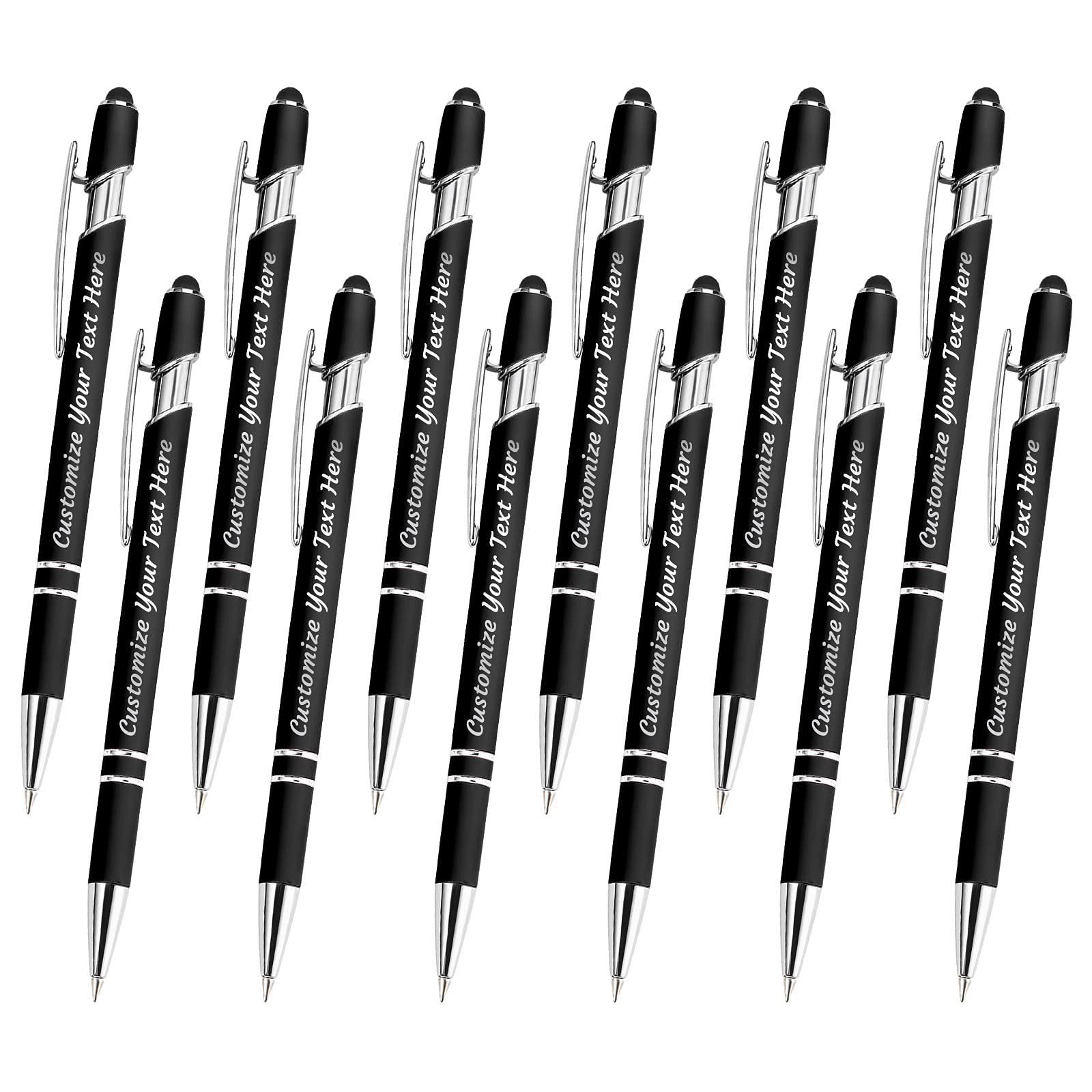 YanNanKe 12 PCS Custom Pens Personalized Bulk, Customized Engraving Ballpoint Pens with Stylus Name