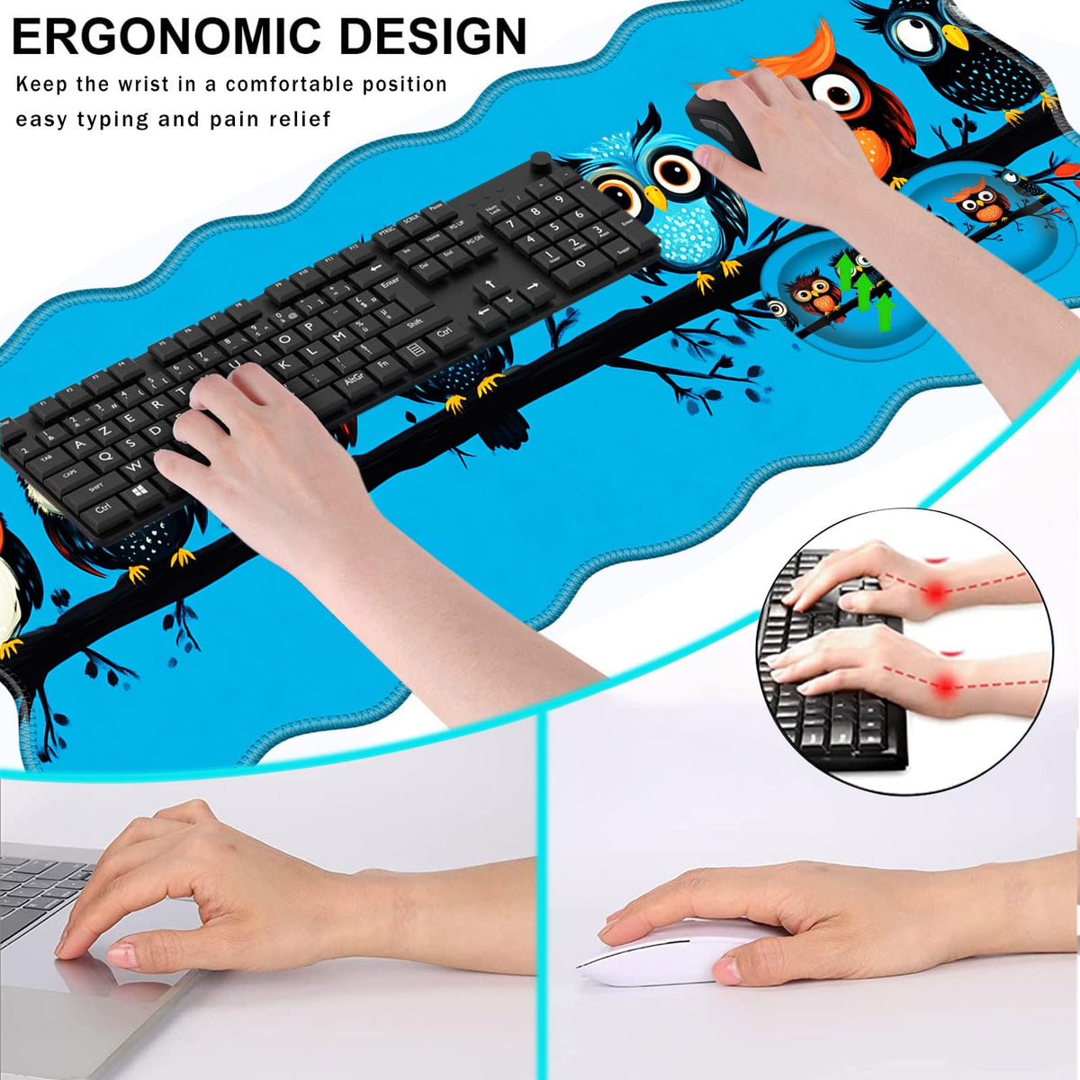 CICPLKSE Mouse Pad with Wrist Support + Desk Mat + Coaster 3 in 1 Set, XL Large Gaming Mousepad