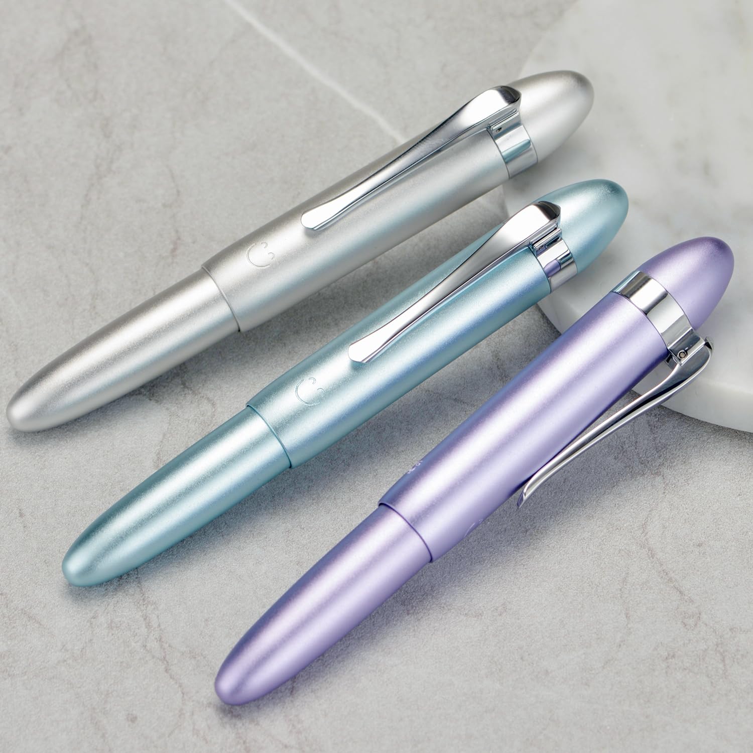 HONG DIAN M1 Fountain Pen Extra Fine Nib, Purple & Submarine Shape Aluminium Short Mini Pocket