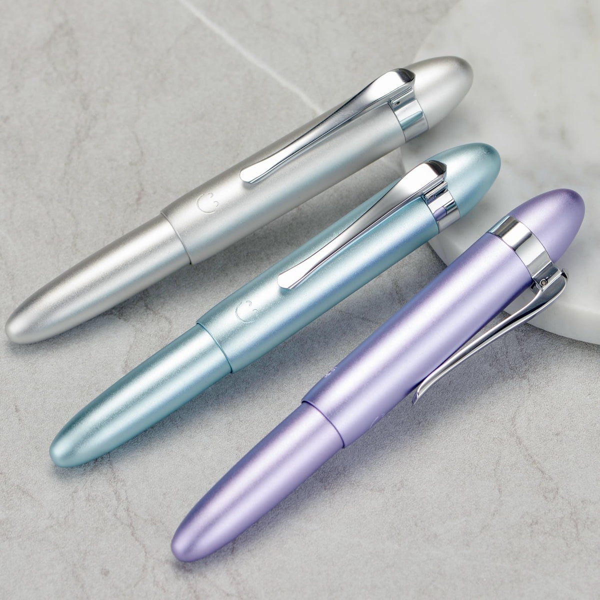 HONG DIAN M1 Fountain Pen Fine Nib, Purple & Submarine Shape Aluminium Short Mini Pocket Travel Pen