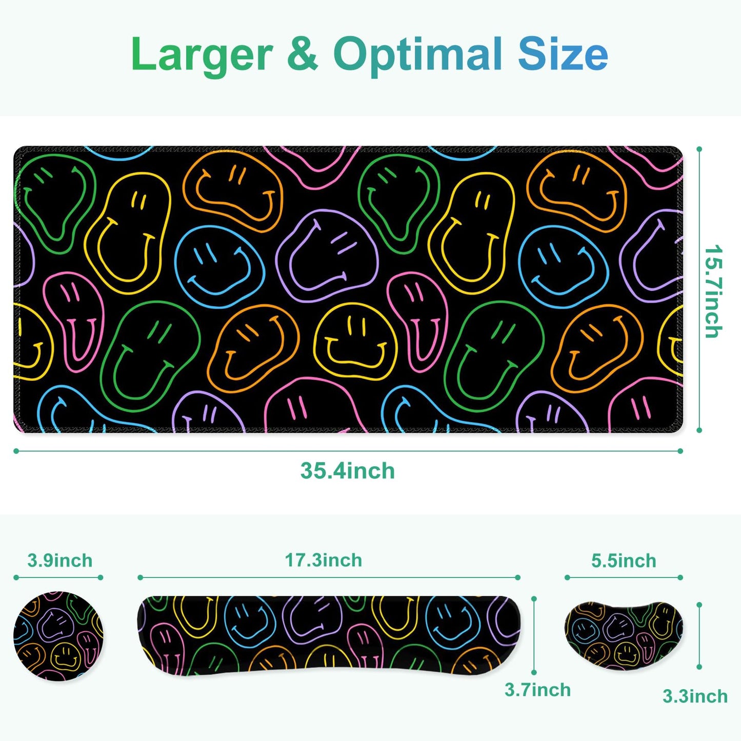 NXZGO Large Gaming Mouse Pad Set, 4 in 1 Extended Keyboard Desk Mat with Wrist Rest, Computer Game