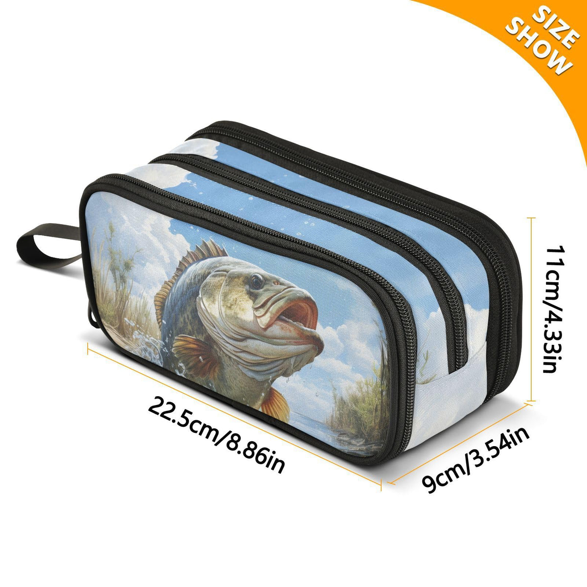 XUWU Bass Fish Large Capacity Pencil Case Pencil Pouch Pen Box