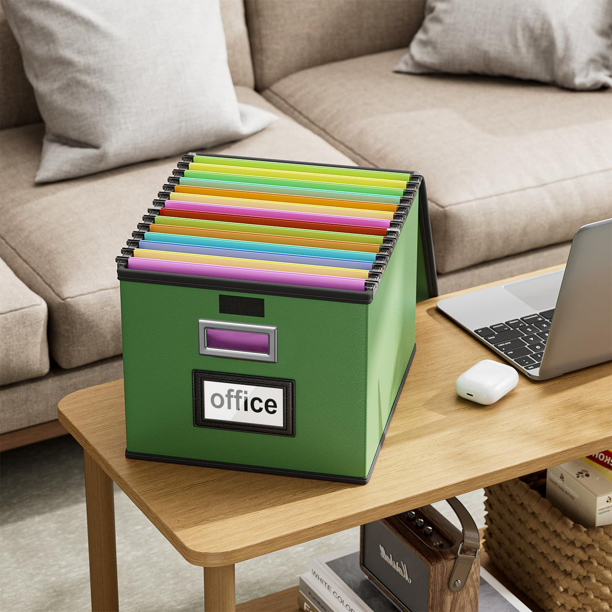 Huolewa File Organizer Box with Lids, Collapsible File Folder Organizer