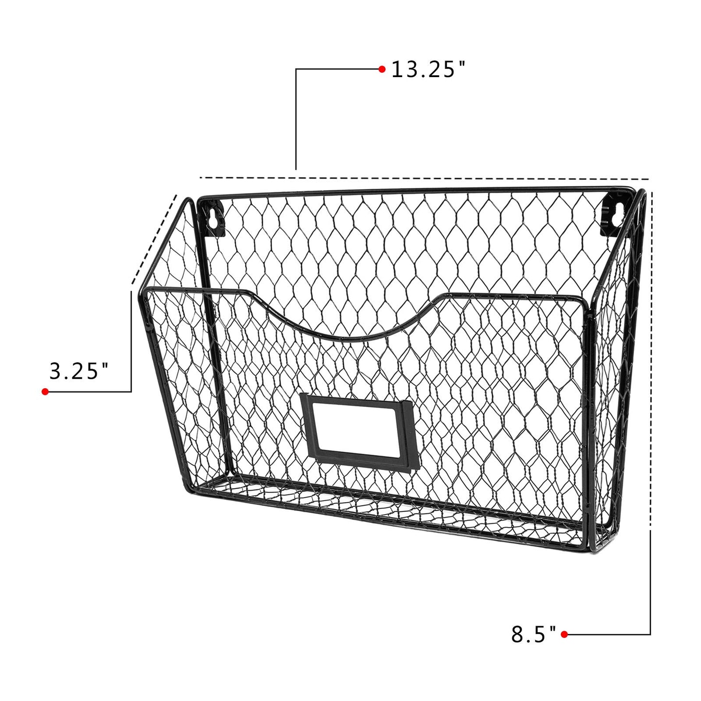 NA Mesh Magazine Rack 3 Pockets Wall Mount Hanging File Holder Organizer with Tag Slot, Metal