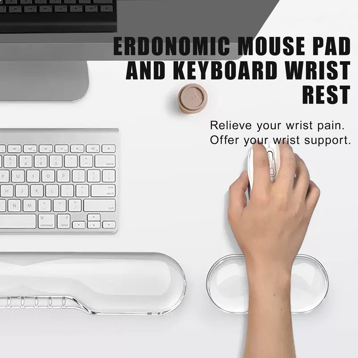 Aszqvd Mouse Pad with Wrist Rest, Soft Cloud Gel Keyboard Mouse Pad Set with Hand Wrist Support