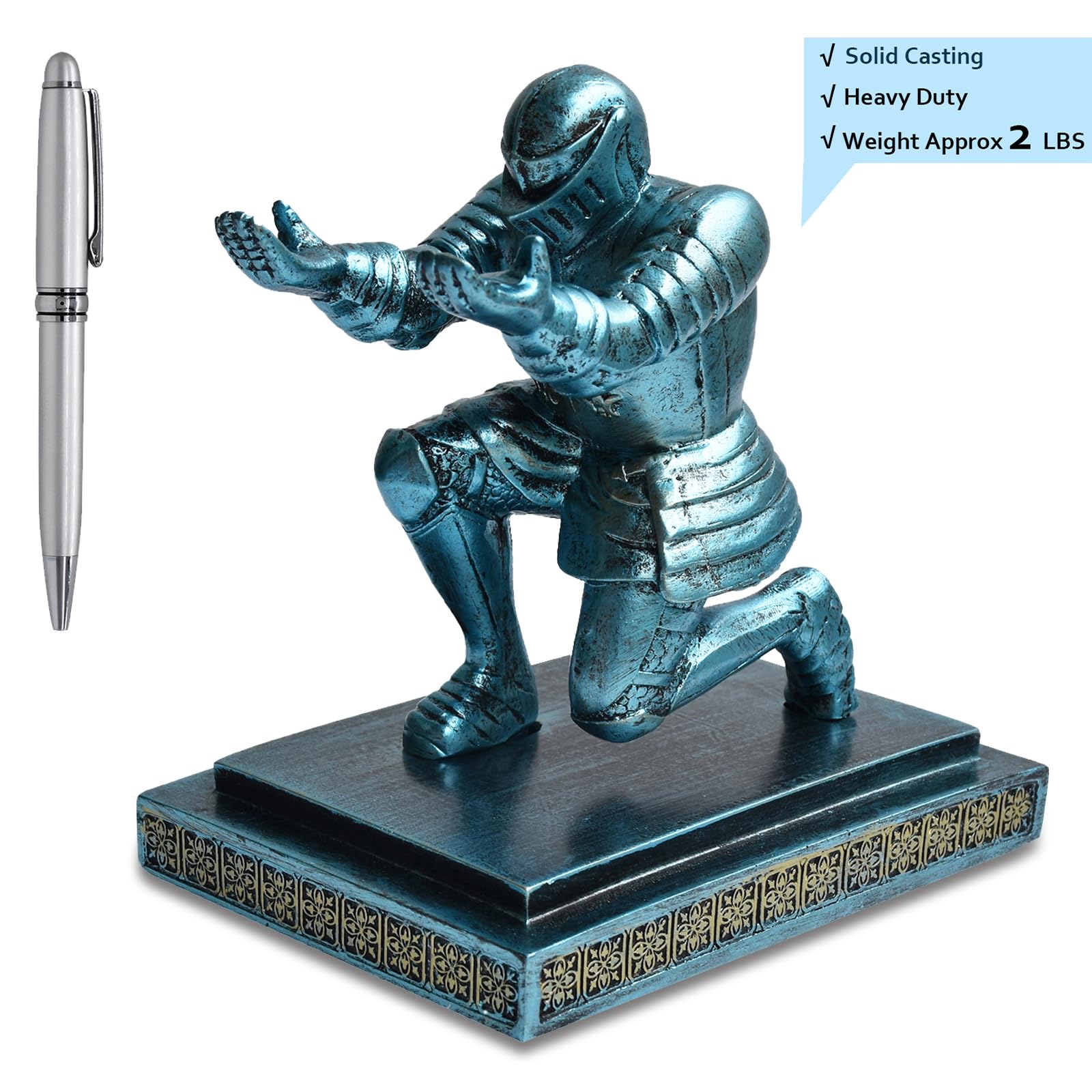 Miyolo Knight Pen Holder Kneeling Soldier Pencil Stand Desk Organizers Accessories Fancy Cool