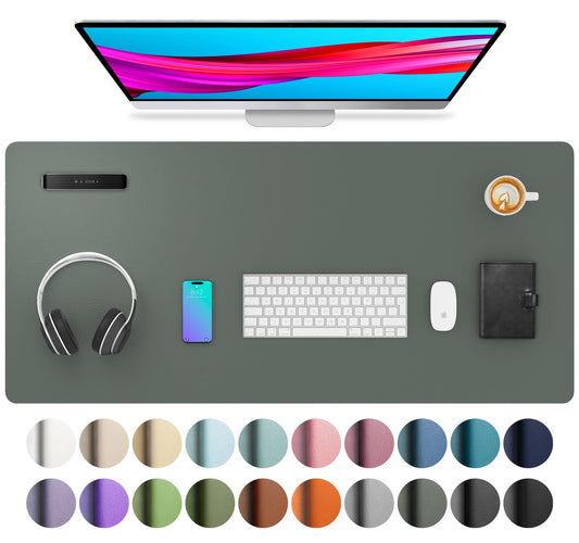 Aothia Leather Desk Protector, Mouse Mat, Non-Slip PU Leather Blotter, Laptop Desk Mat, Waterproof