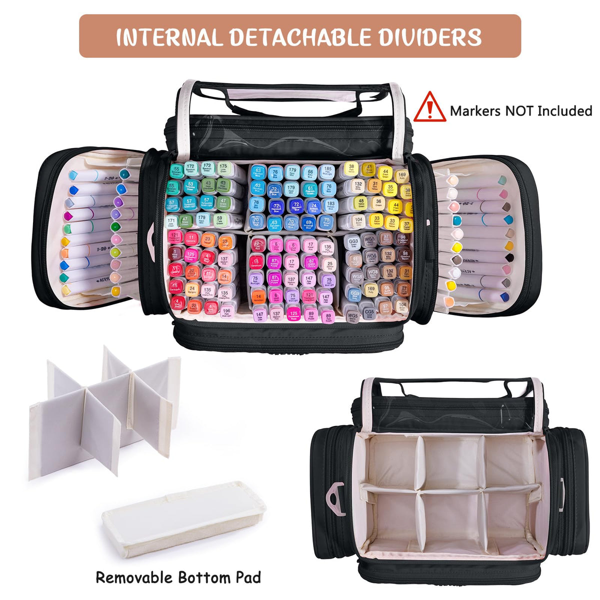 Large Marker Organizer Case for Up to 300 Markers, Marker Storage Bag