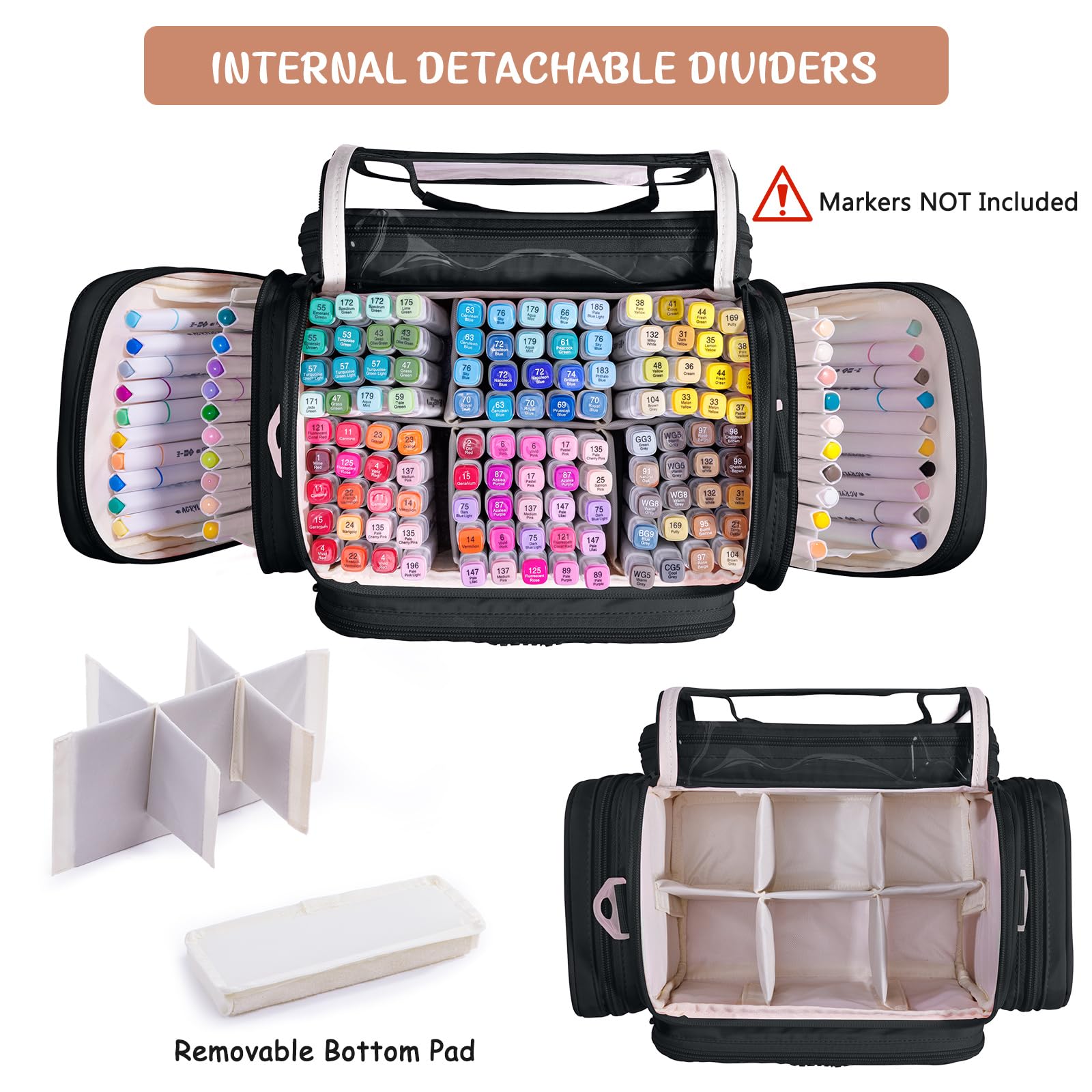 Large Marker Organizer Case for Up to 300 Markers, Marker Storage Bag