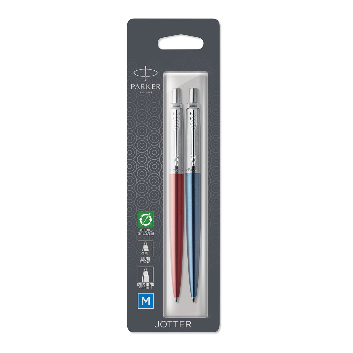 Parker Jotter London Duo Discovery Pack: Red Kensington Ballpoint Pen & Royal Blue Gel Pen