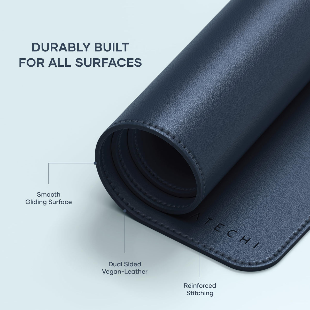 Satechi Vegan-Leather Desk Mat, Scratch and Water Resistant, Blue