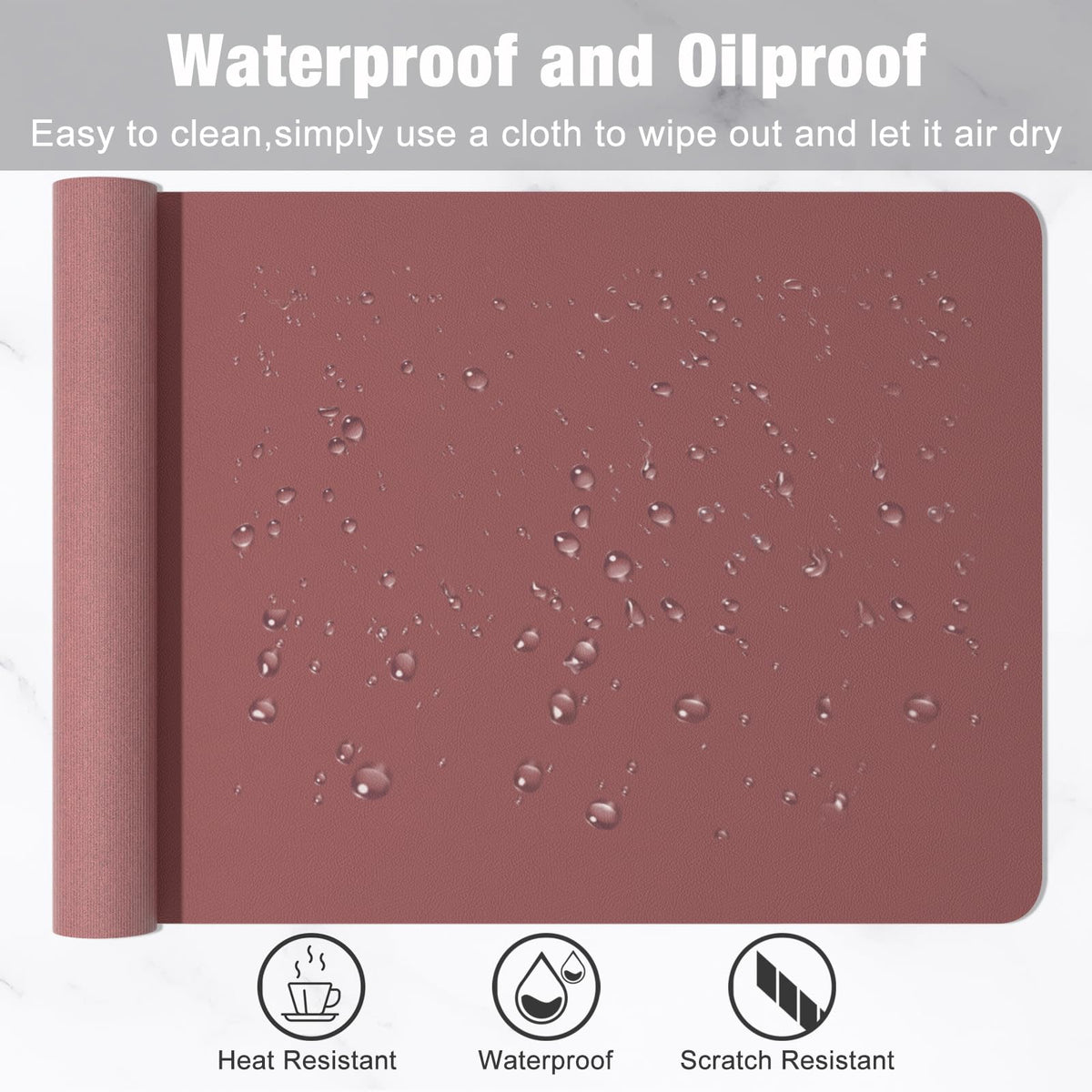 Hsurbtra Desk Pad, 35.5" x 17" PU Leather Desk Mat, XXL Extended Mouse Pad, Waterproof Desktop