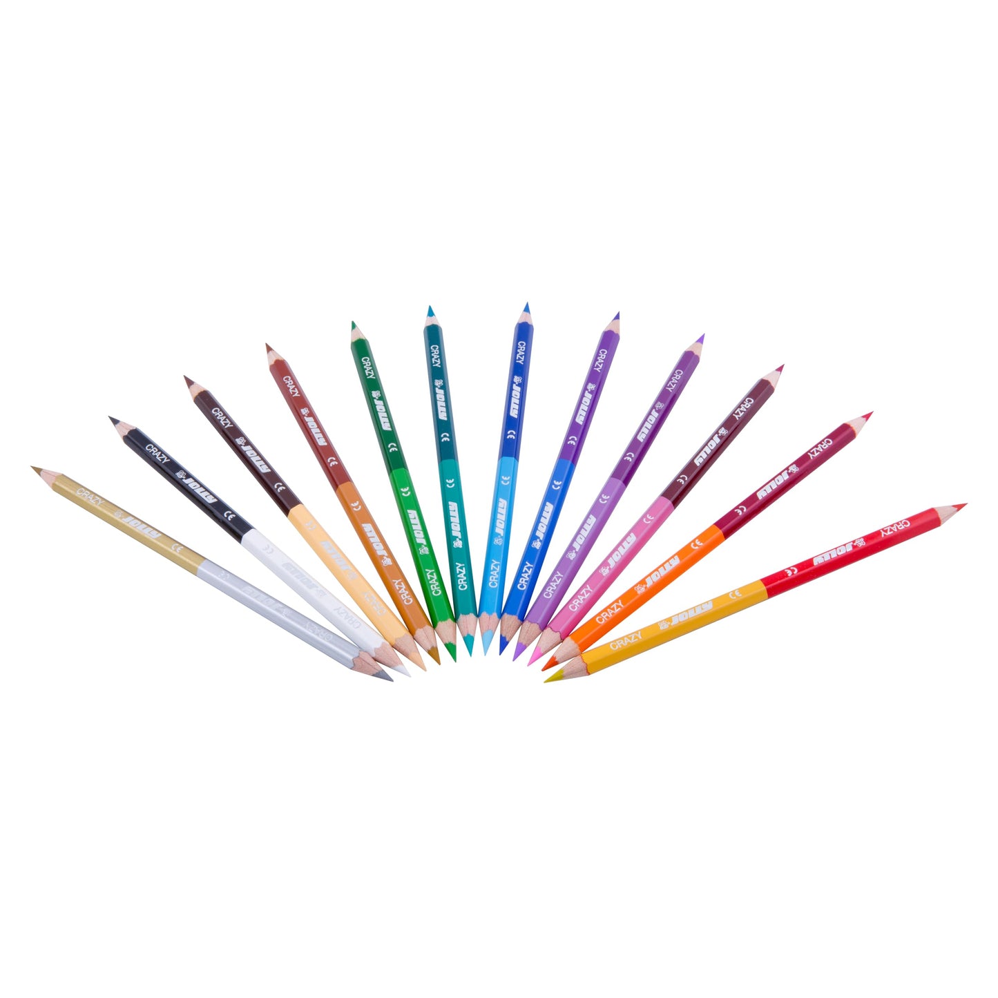 Jolly Supersticks Premium European Colored Pencils Double-Ended Pencils; 24 Colors in 12 Pencils