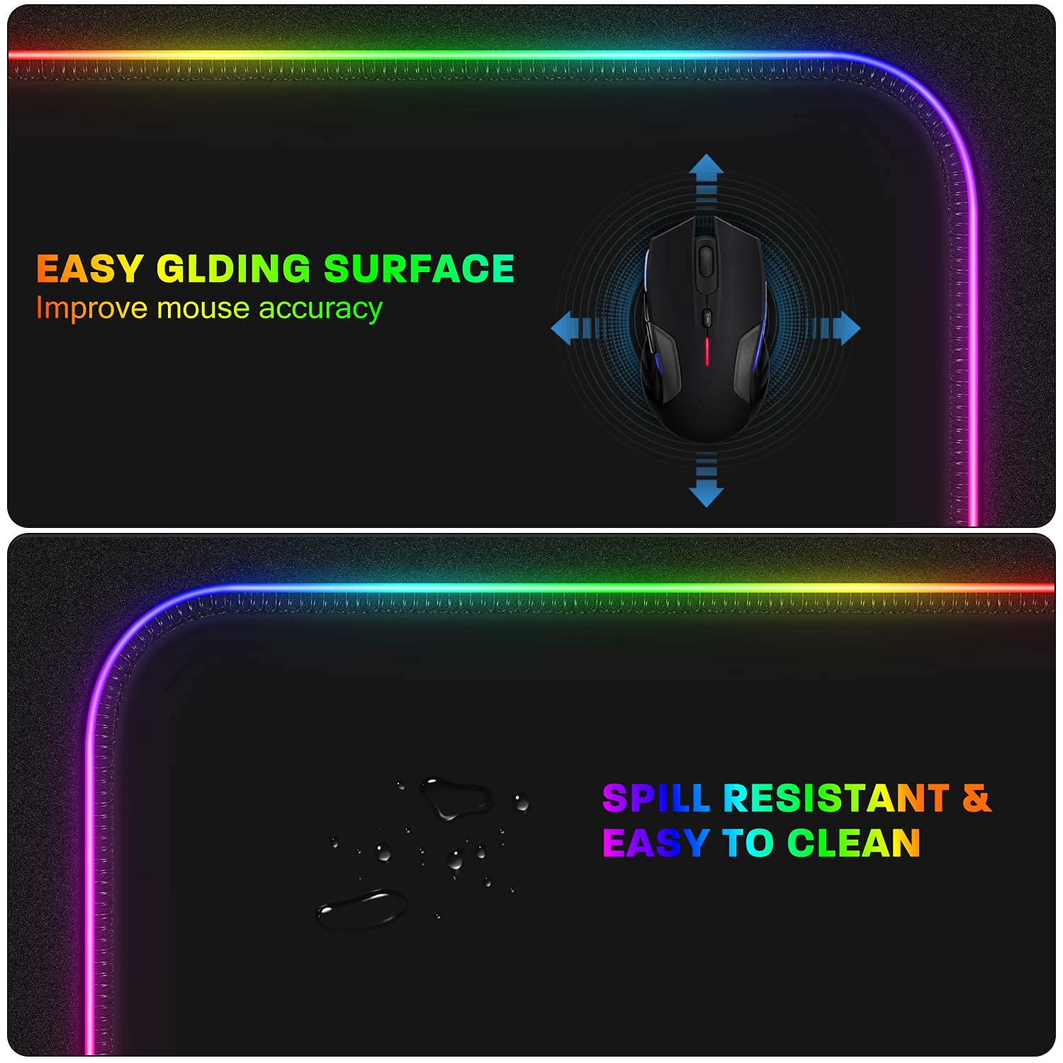 YXLILI Mouse Pad Gaming Large Mouse Pads for Keyboard and Mouse Extended RGB Mouse Mat, 12 Lighting