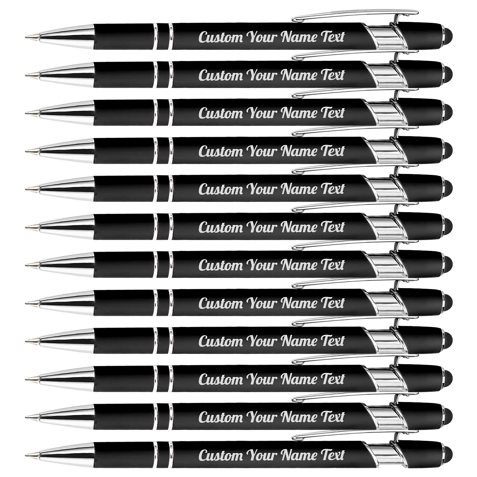12PCS Personalized Pens Bulk with Name Free Engraving,Custom Ballpoint Pens with Stylus,Engraved