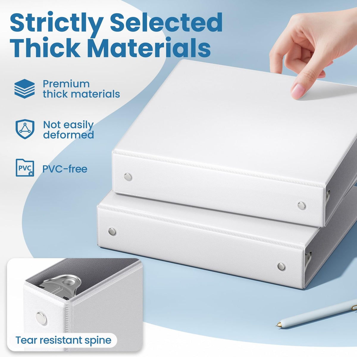 SUNEE 3 Ring Binder 1.5 Inch 1 Pack, Clear View Binder Three Ring PVC-Free (Fit 8.5x11 Inches) for