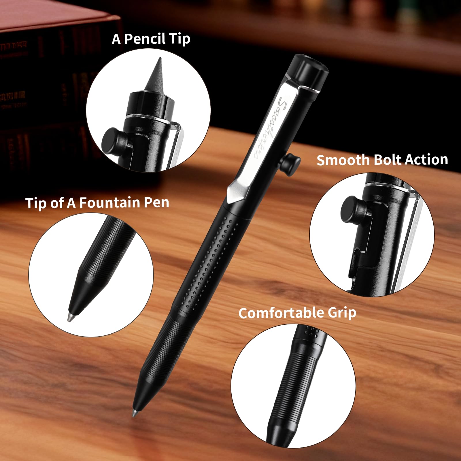 SMOOTHERPRO 2-in-1 Pen and Pencil, Compatible with Parker Refill,Gray