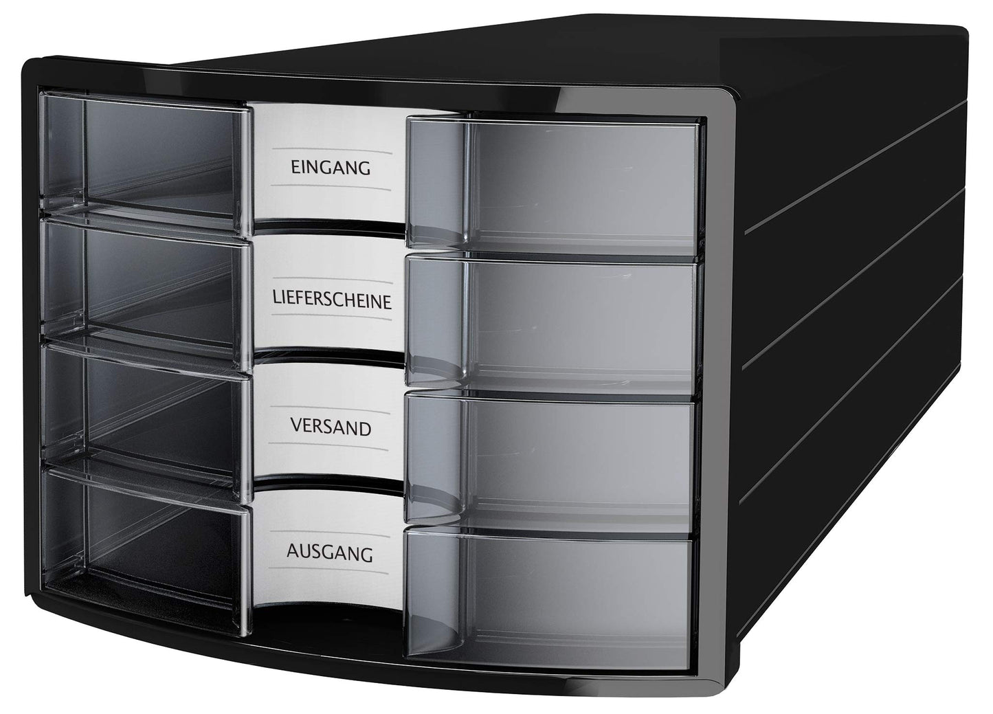 Han Impuls Drawer Box A4/C4 4 Closed Drawers Black/Transparent
