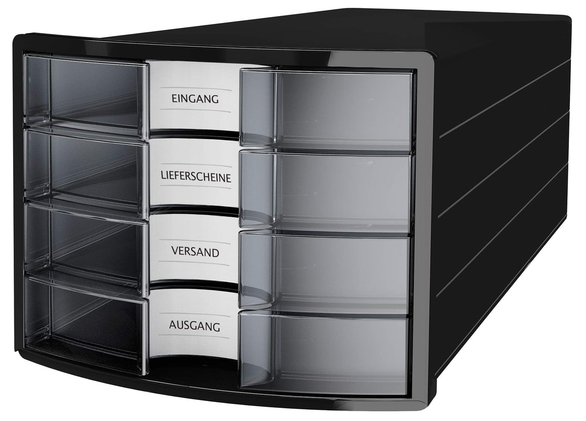 Han Impuls Drawer Box A4/C4 4 Closed Drawers Black/Transparent