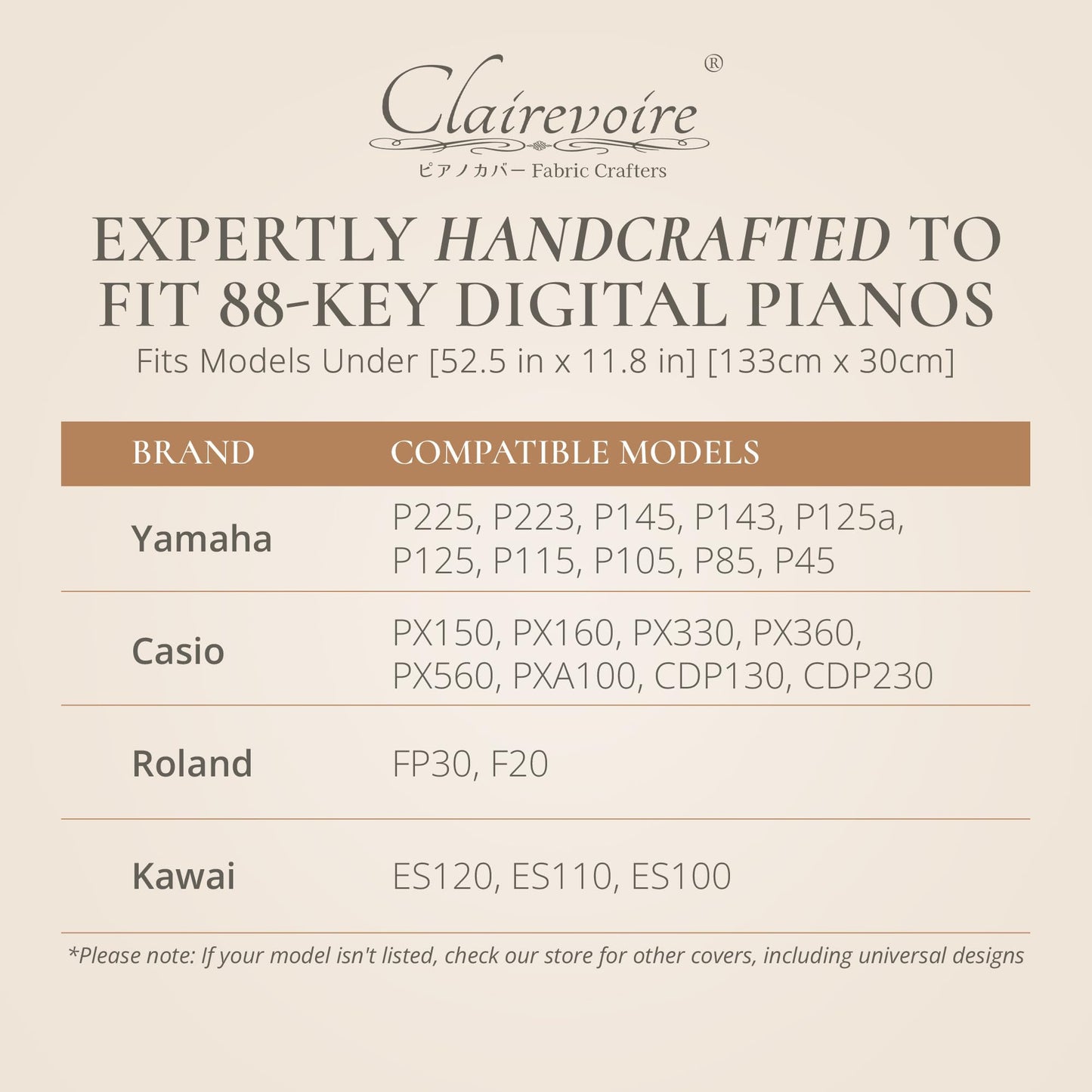 Digital Piano Cover for Yamaha - Piano Keyboard for P143, P225, P223, P145, P143, P125a, P125