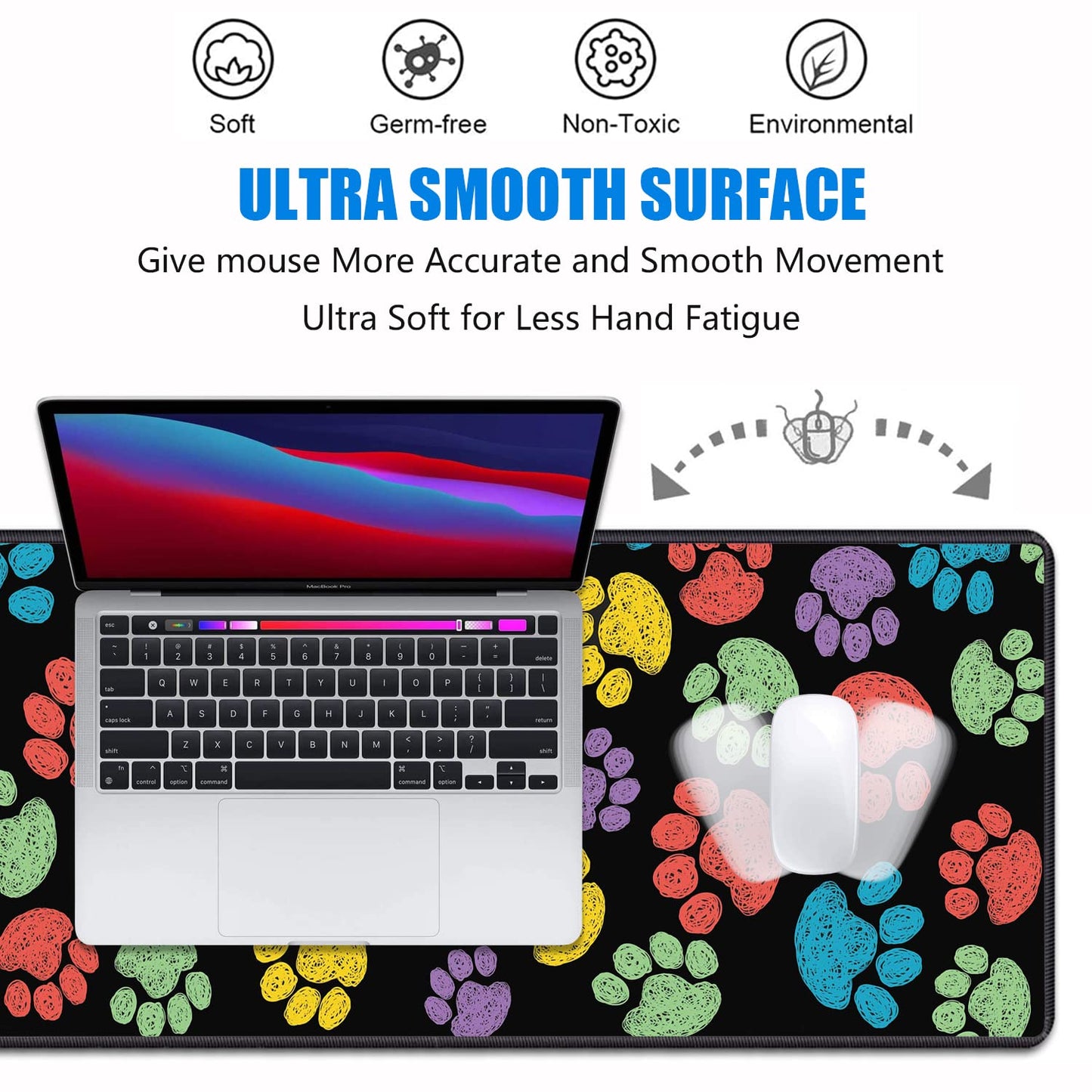Desk Pad Mat Gaming Mouse Pads with Coasters, 31.5"x 11.8" XXL Large Computer Keyboard Mouse Mat