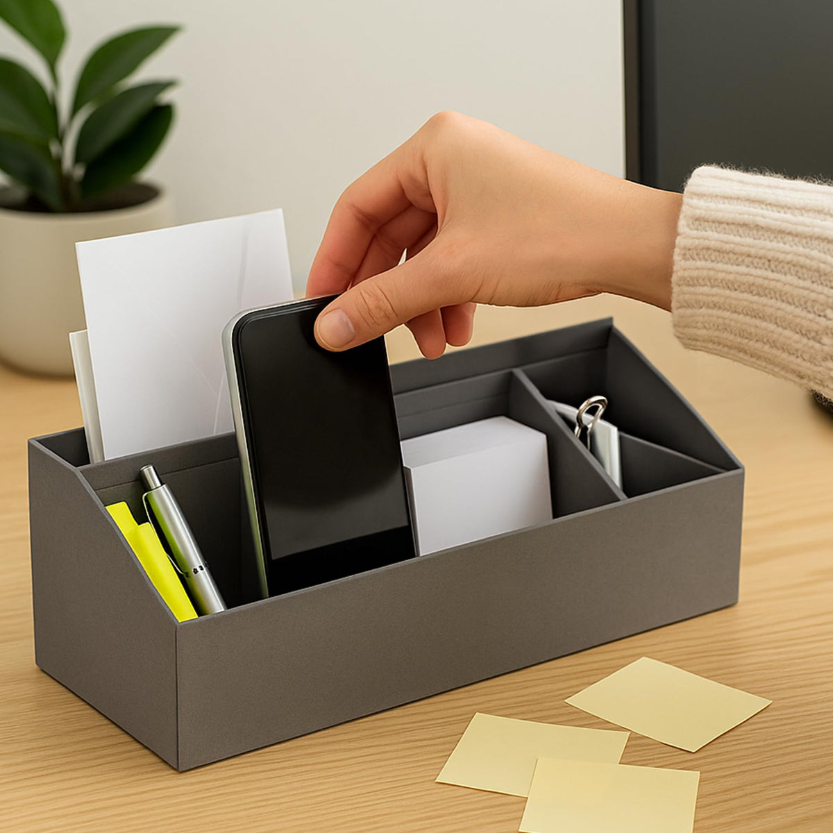Bigso Elisa Desktop Organizer - Durable Office Desk Organizer with 7 Compartments for Office
