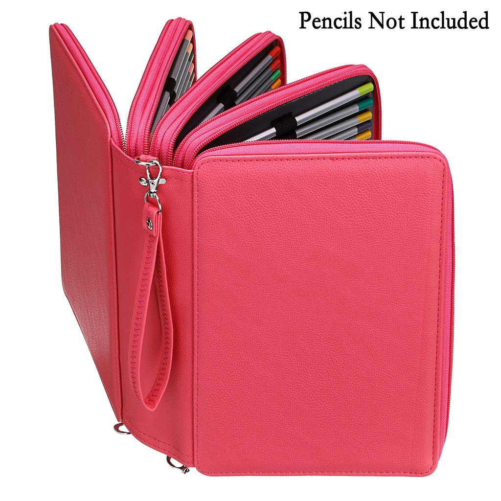 BTSKY 200 Slots Colored Pencil Organizer - Deluxe PU Leather Pencil Case