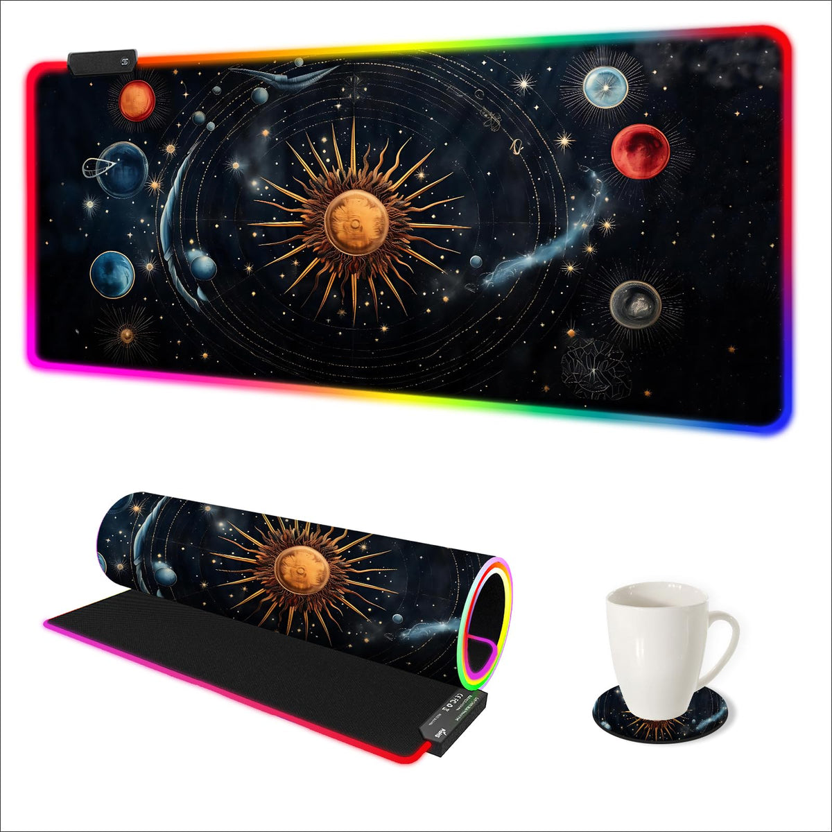 AIMSA RGB Mouse Pad LED Gaming Mouse Pad with 14 Lights Modes, Non-Slip Rubber Base Computer Carpet