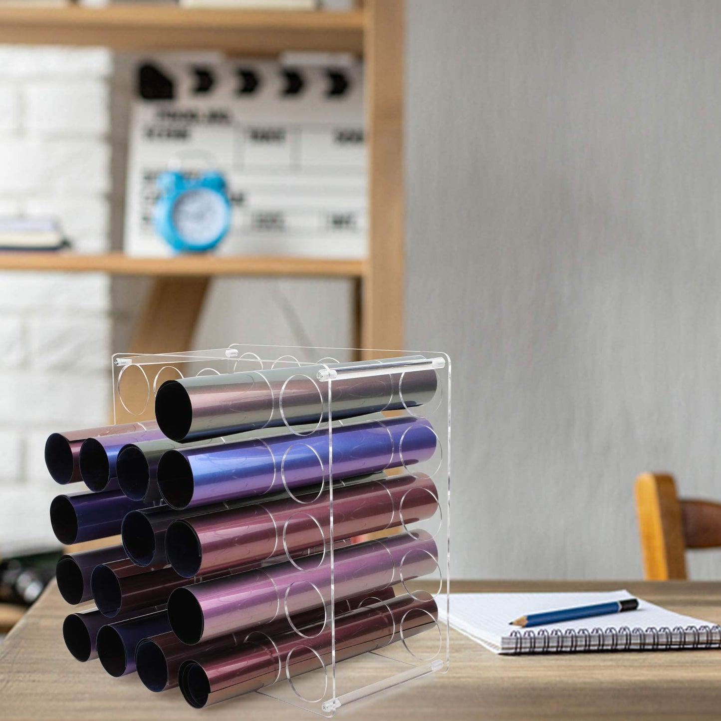 volepet Vinyl Storage Rack 25-Holes Vinyl Holder Acrylic Vinyl Roll Storage for Craft Room, Vinyl