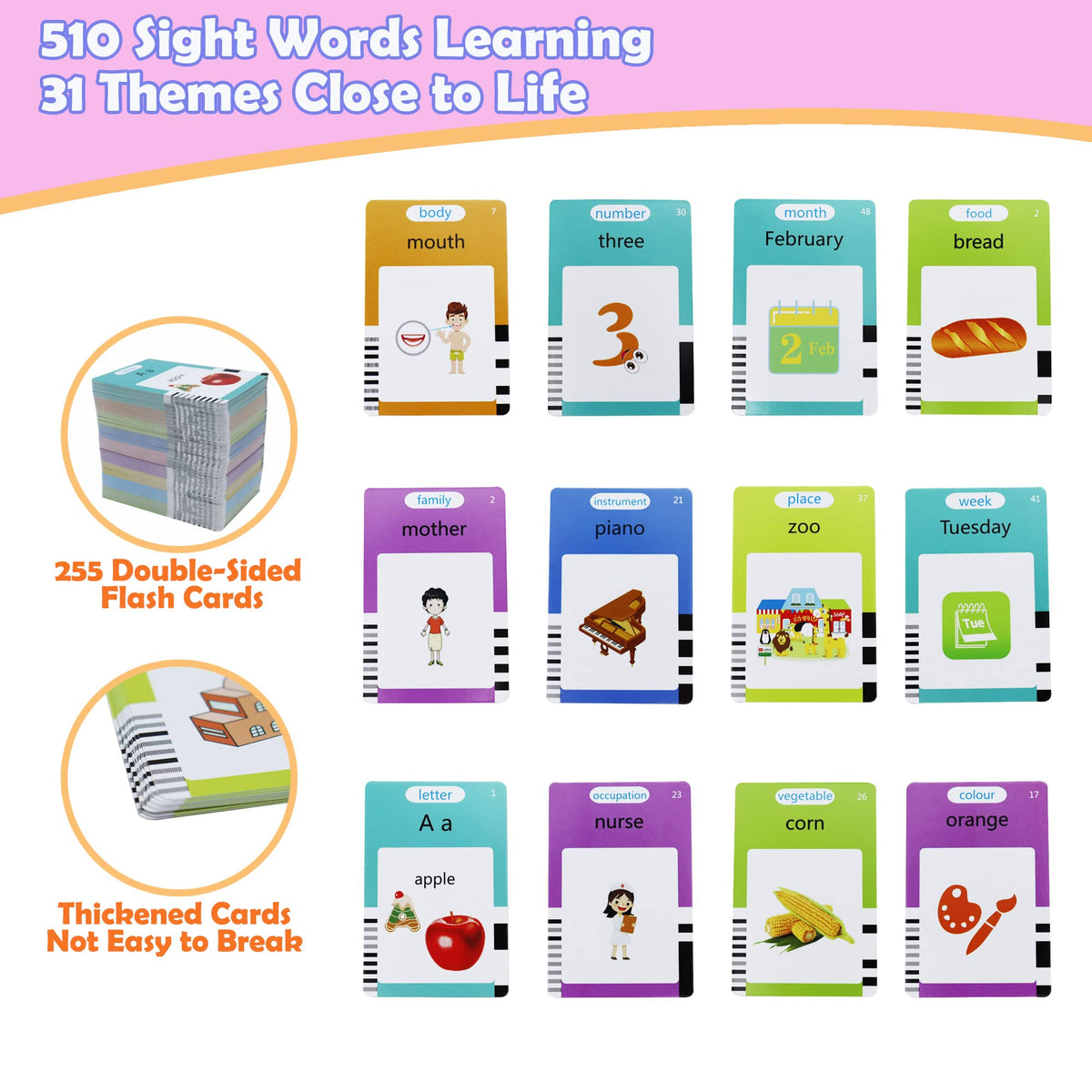 MAYAPHILOS 510 Words Alphabet Talking Flash Cards for 3-8 Years Kids