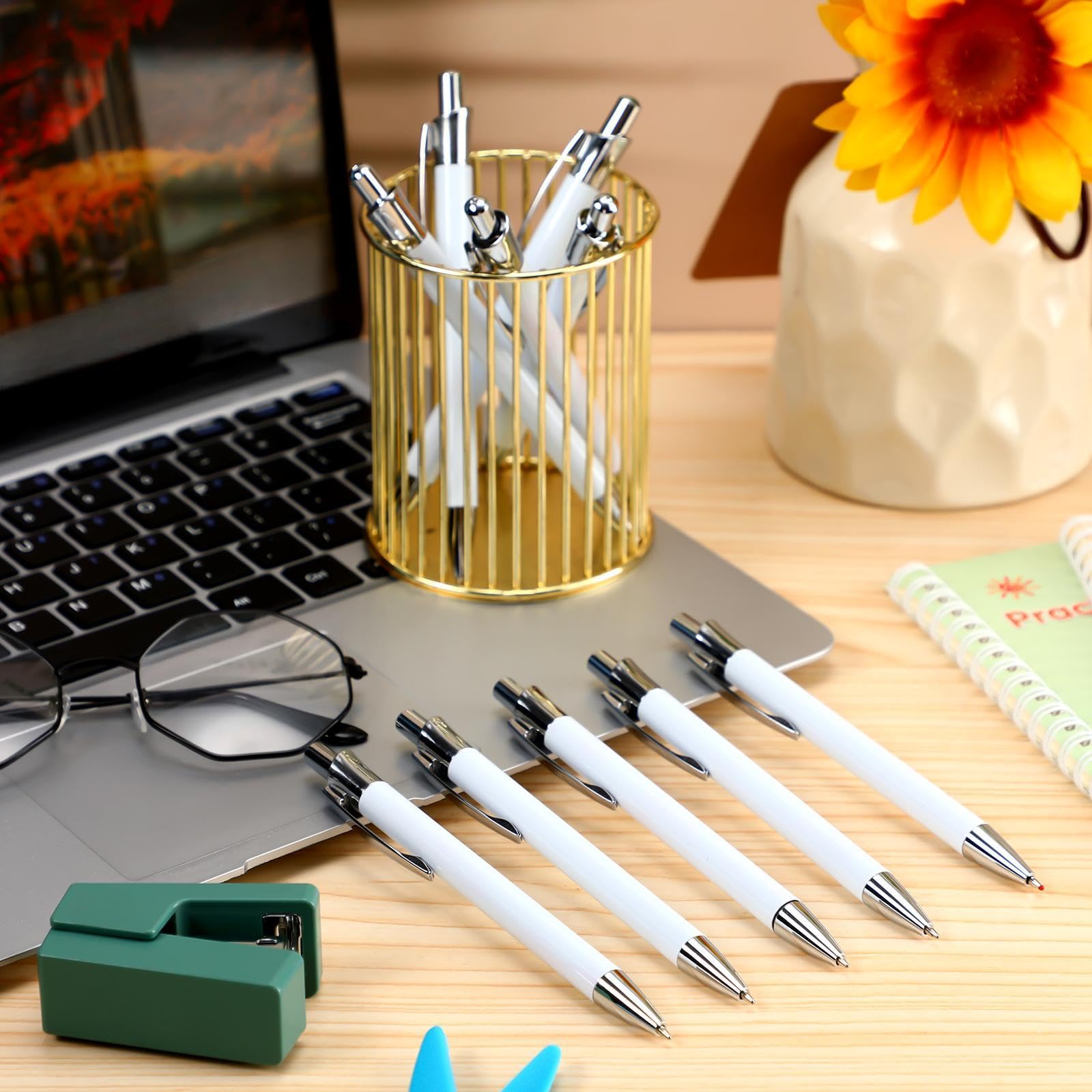 Yexiya 20 Pcs Sublimation Pens Blank White Aluminum Ballpoint with Clip