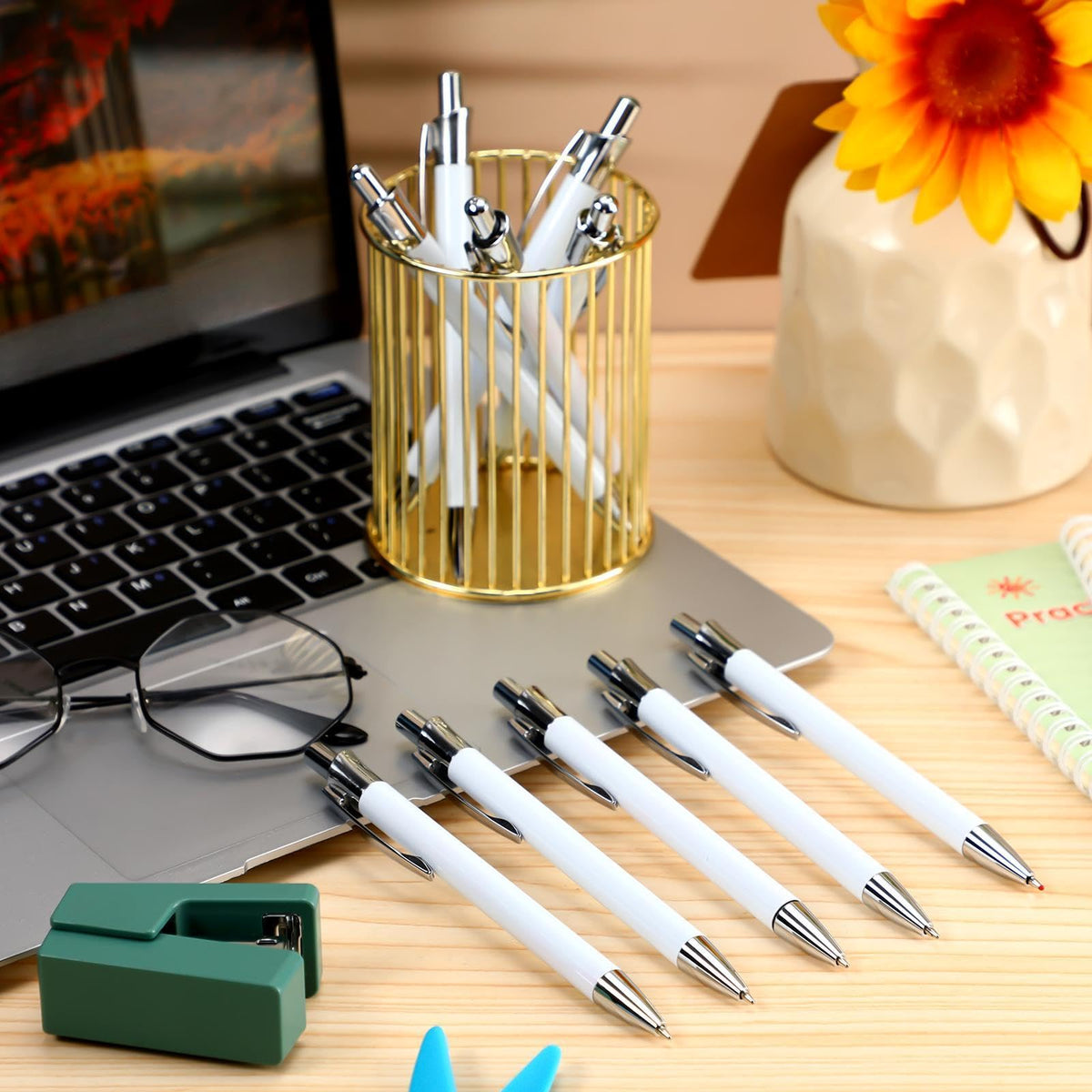 Yexiya 30 Pcs Sublimation Pens Blank White Aluminum Ballpoint with Clip