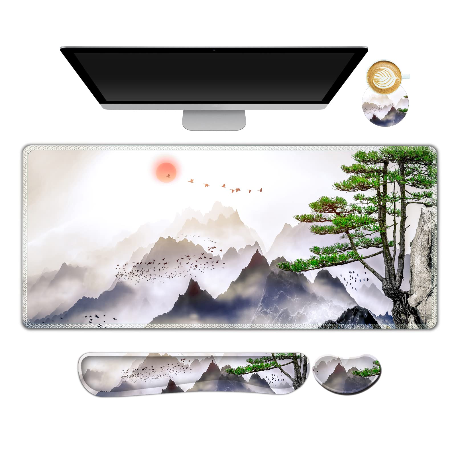 AIMSA Large Gaming Mouse Pad Set, Keyboard Wrist Rest Support + Extended Mouse Pad + Mouse Wrist
