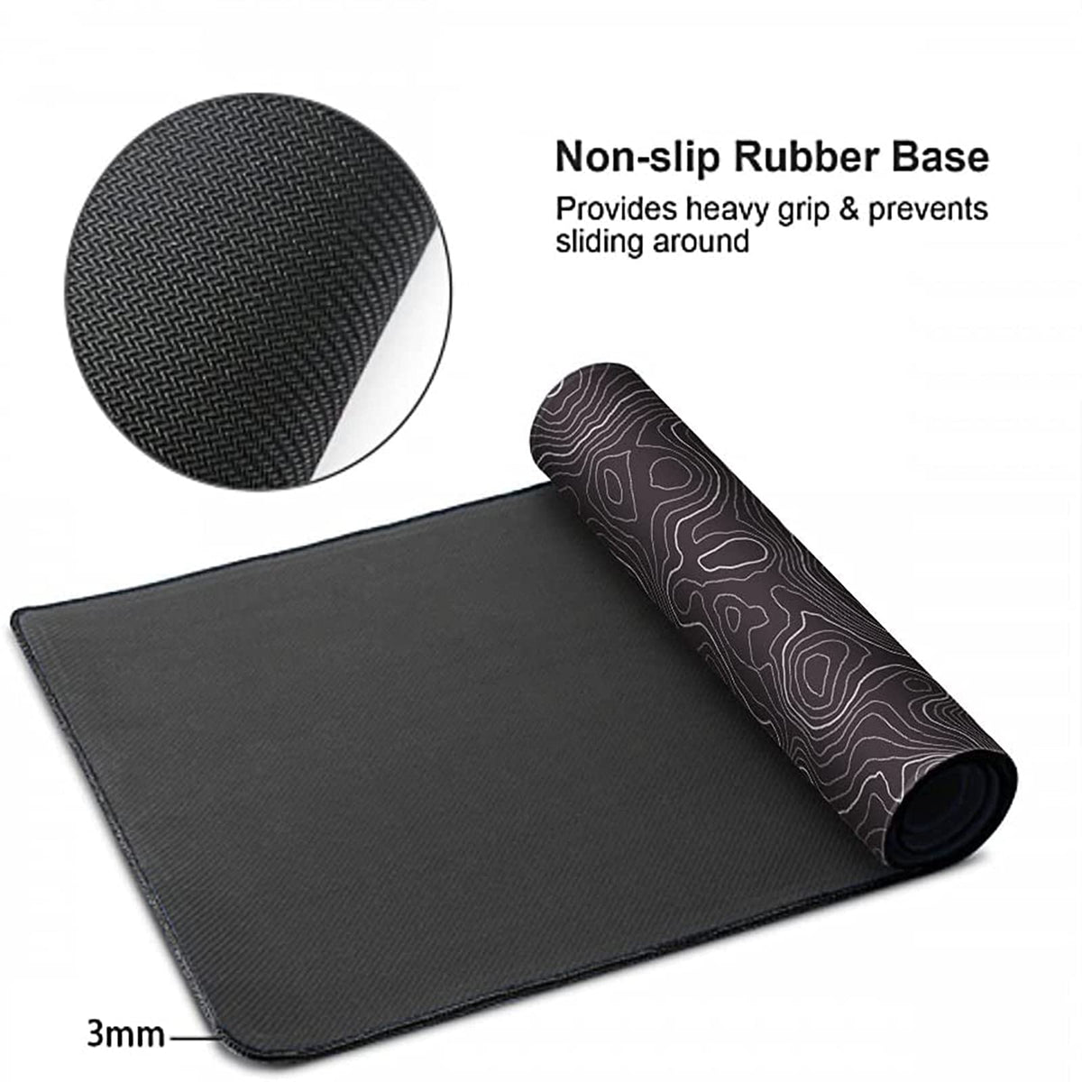 Extended Large Gaming Mouse Pad 29.5x16 Inch,Topographic Map Lines Desk Mat