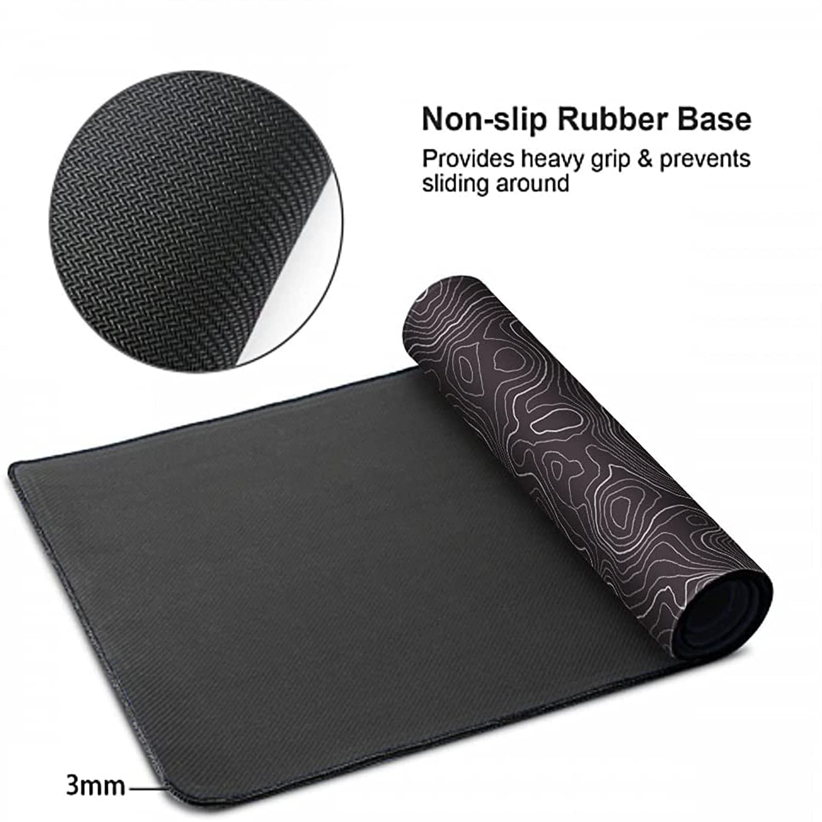 Extended Large Gaming Mouse Pad 29.5x16 Inch,Topographic Map Lines Desk Mat