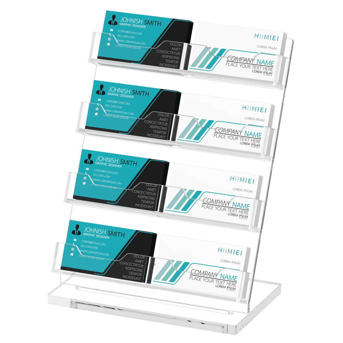 HIIMIEI Business Card Holder Desk, Acrylic Business Card Display, 4 Tier Clear Business Card Stand