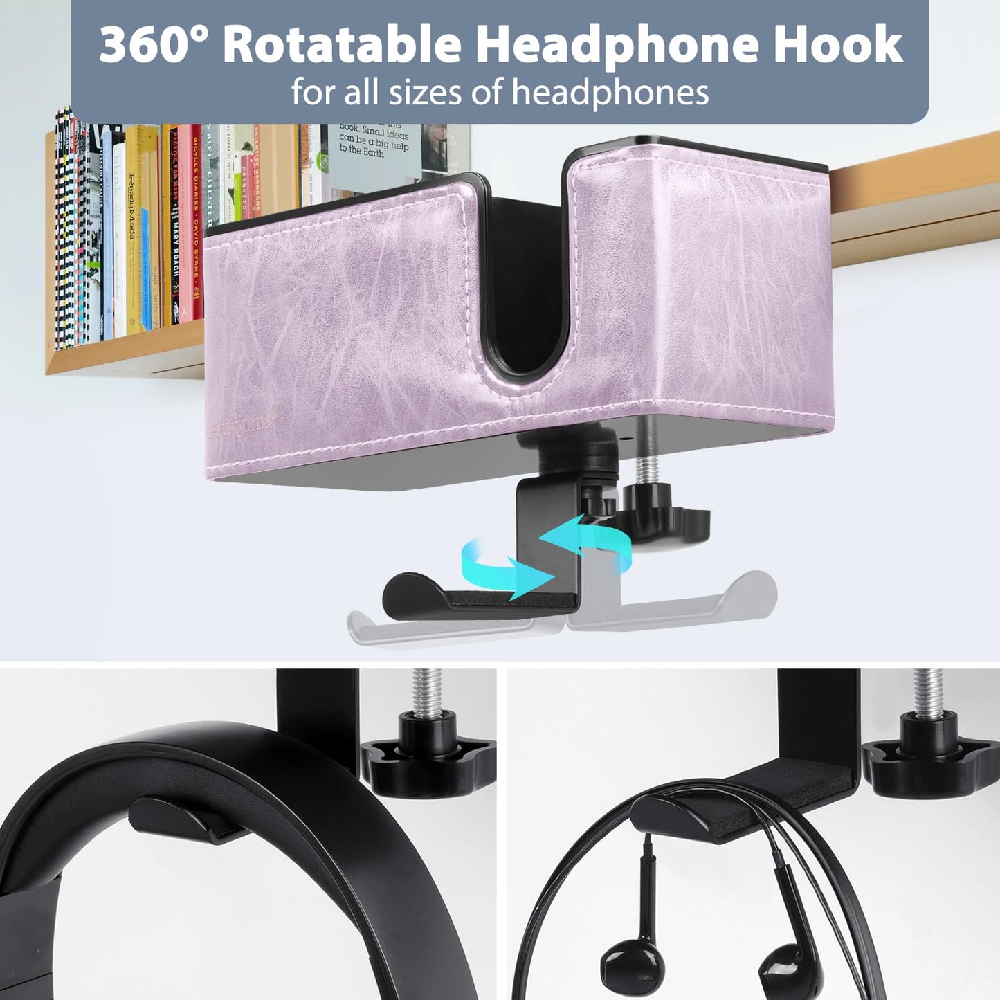 Under Desk Cup Holder Clamp on Cup Holder PU Leather Clip on Desk Organizer