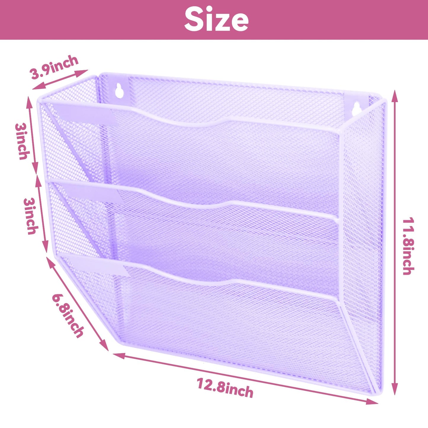 ideallife 3 Pockets Mesh Wall File Holder Organizer Office Hanging File Folder Magazine Rack
