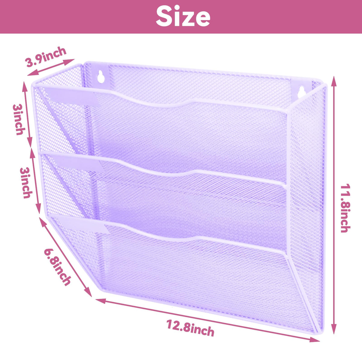 ideallife 3 Pockets Mesh Wall File Holder Organizer Office Hanging File Folder Magazine Rack