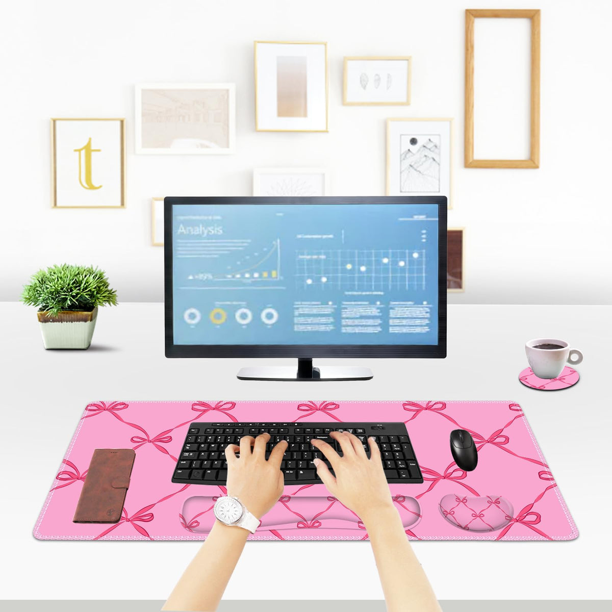 ToLuLu Large Mouse Pad Desk Pad Set, 4PCS Wrist Rest Support XXL Desk Mat