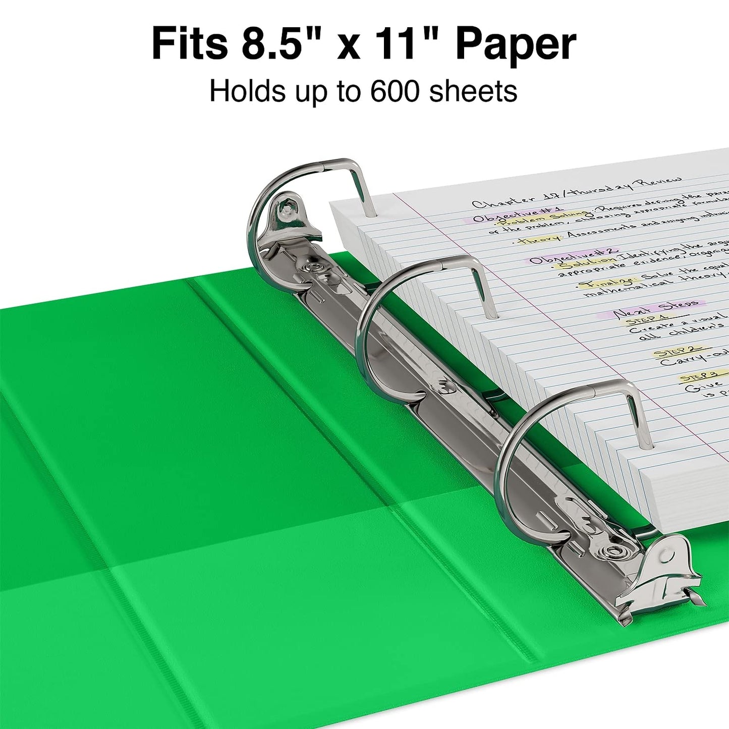 Staples Standard 3-Inch D-Ring Non-View Binder, Green, 600 Sheets